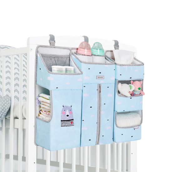 Sunveno Baby Bedside Portable Crib Organizer - Blue